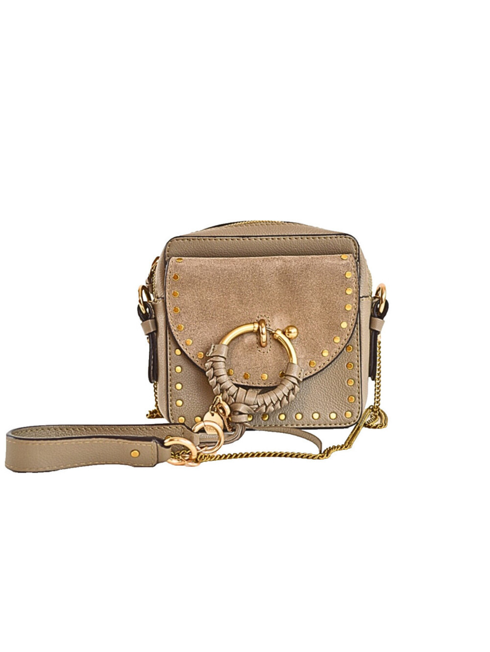 Chloe See By Chloe Joan Crossbody Shoulder Bag Taupe Leather and Suede